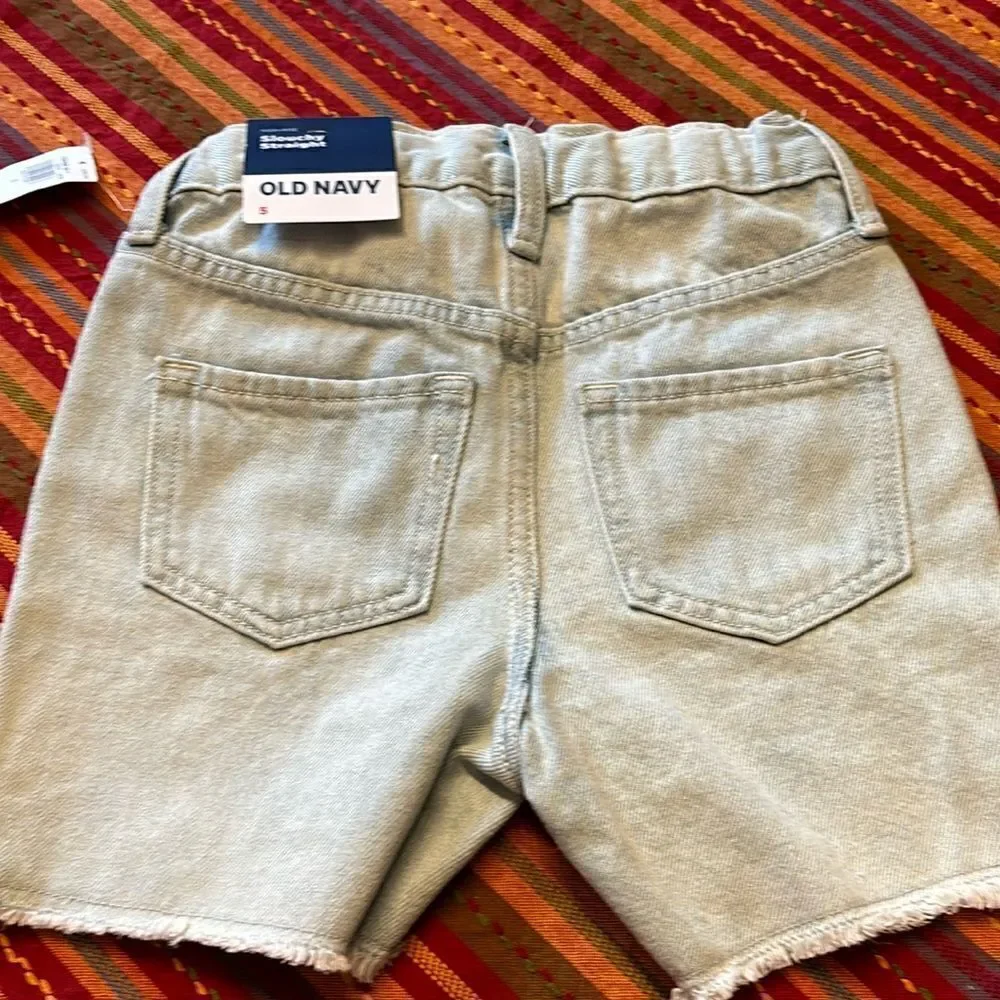Old Navy Girls High-Rise Slouchy Straight Cut Off Distressed Denim Short
